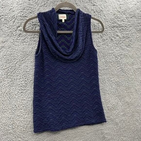 Anthropologie Deletta Small Tank Top Cowell Neck Green Blue Stretchy Casual - Picture 4 of 8